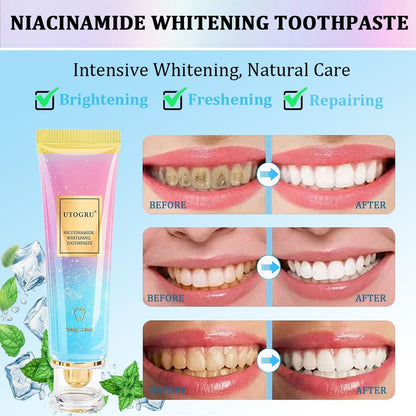 Nicotinamide Whitening Toothpaste - Enamel Protection, Fresh Breath & Stain Removal | Fluoride-Free for Sensitive Teeth (3.8oz/100g, 2P)
