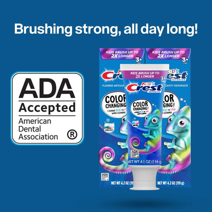 Crest Kids Color Changing Toothpaste Bundle — 2-Pack Bubblegum + VenDesta Squeezer