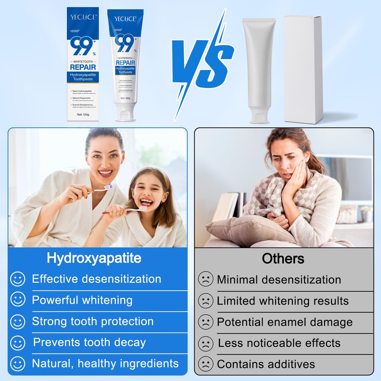 9.9% Hydroxyapatite Toothpaste – Enamel Protection & Strengthening (2PC) – Gentle Mint