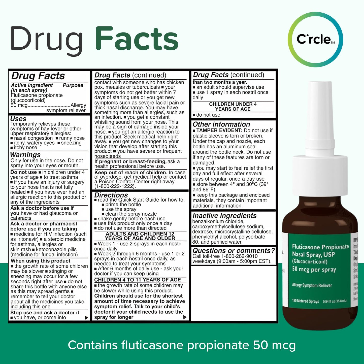 FlutiCare Fluticasone Nasal Spray – 24h Non-Drowsy Allergy Relief (120 Sprays)