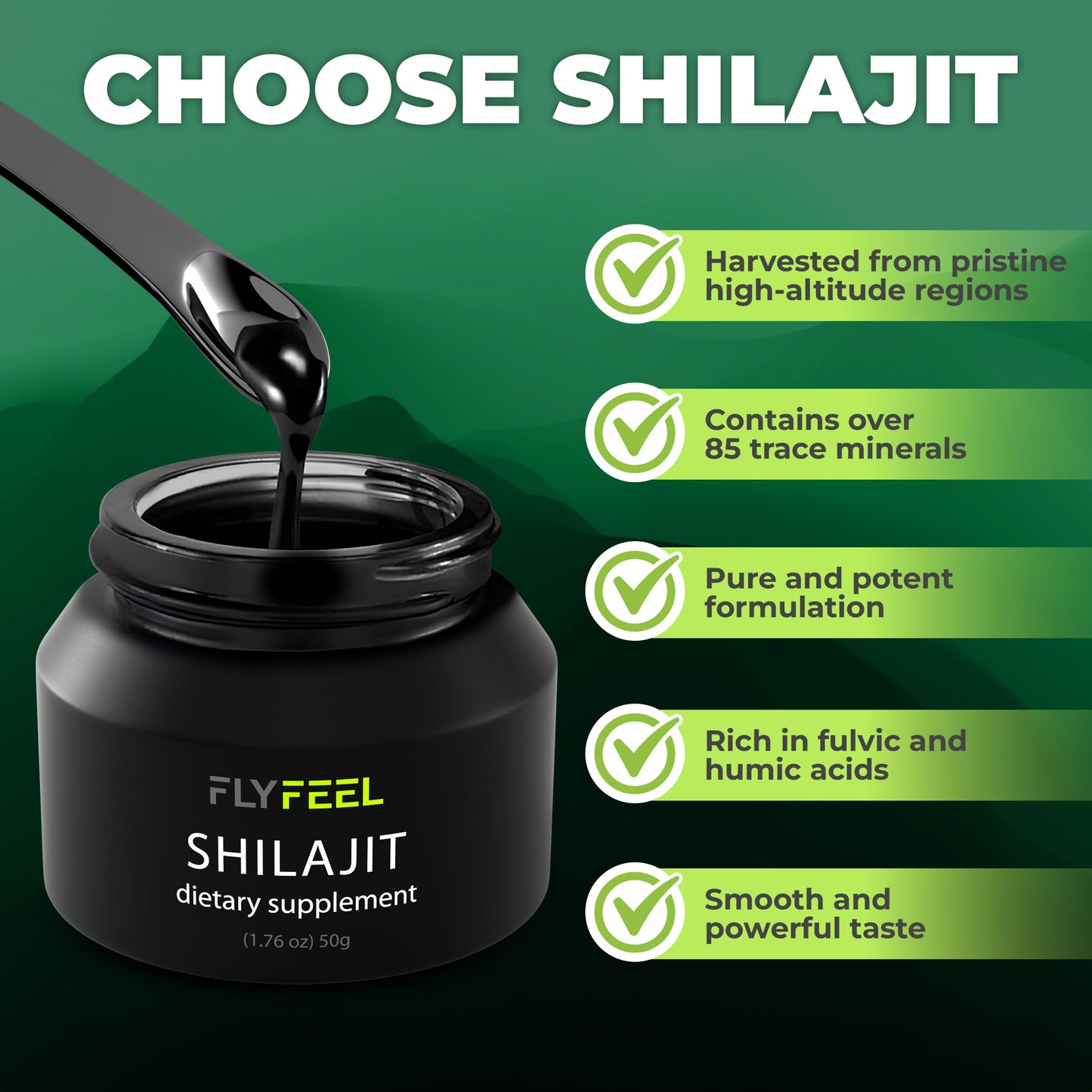 FlyFeel Shilajit Resin – Pure Organic Shilajit Gold Grade, 50g (100 Servings)