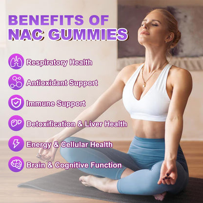 Flyrocer NAC Gummies 1200mg – Sugar-Free N-Acetyl Cysteine for Immune Support & Liver Health, Blueberry Flavor, 60 Count
