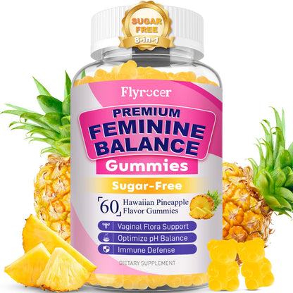 Flyrocer Feminine Balance Gummies – PH Balance & Vaginal Flora Support (60 Count) – Vegan