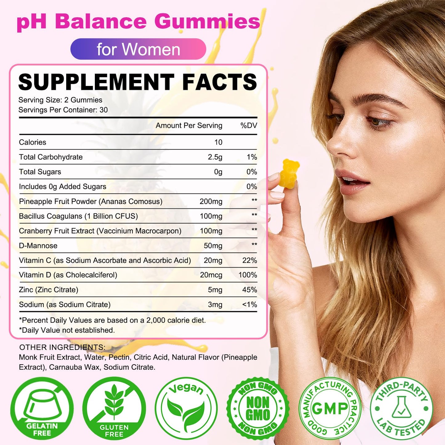 Flyrocer Feminine Balance Gummies – PH Balance & Vaginal Flora Support (60 Count) – Vegan