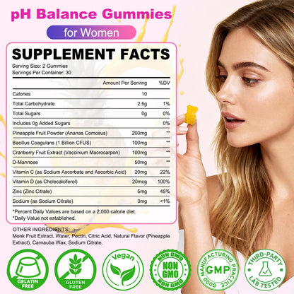 Flyrocer Feminine Balance Gummies – PH Balance & Vaginal Flora Support (60 Count) – Vegan