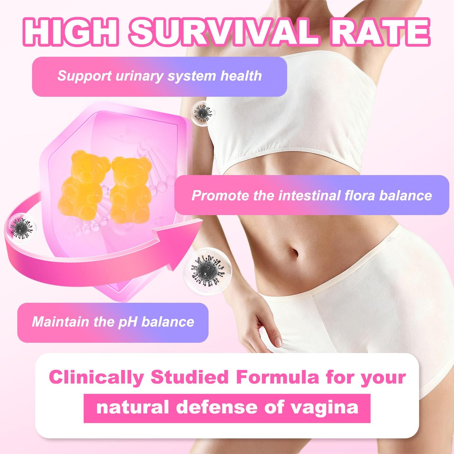 Flyrocer Feminine Balance Gummies – PH Balance & Vaginal Flora Support (60 Count) – Vegan