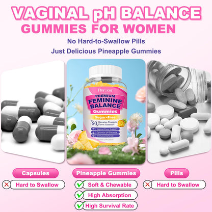 Flyrocer Feminine Balance Gummies – PH Balance & Vaginal Flora Support (60 Count) – Vegan