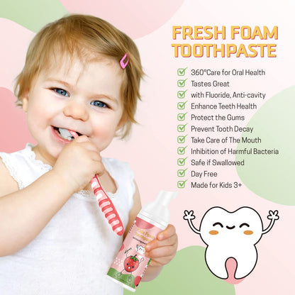 Foam Toothpaste for Kids | Low Fluoride & U-Shape Toothbrush