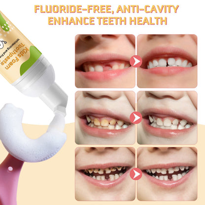 Foam Toothpaste for Kids | Low Fluoride & U-Shape Toothbrush