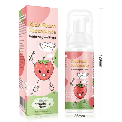 Foam Toothpaste Kids 2PCS – Strawberry Flavor, 60ml x 2, U-Shape & Electric Toothbrush Compatible