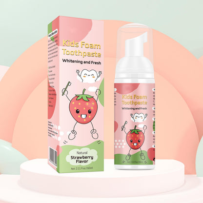 Foam Toothpaste Kids 2PCS – Strawberry Flavor, 60ml x 2, U-Shape & Electric Toothbrush Compatible