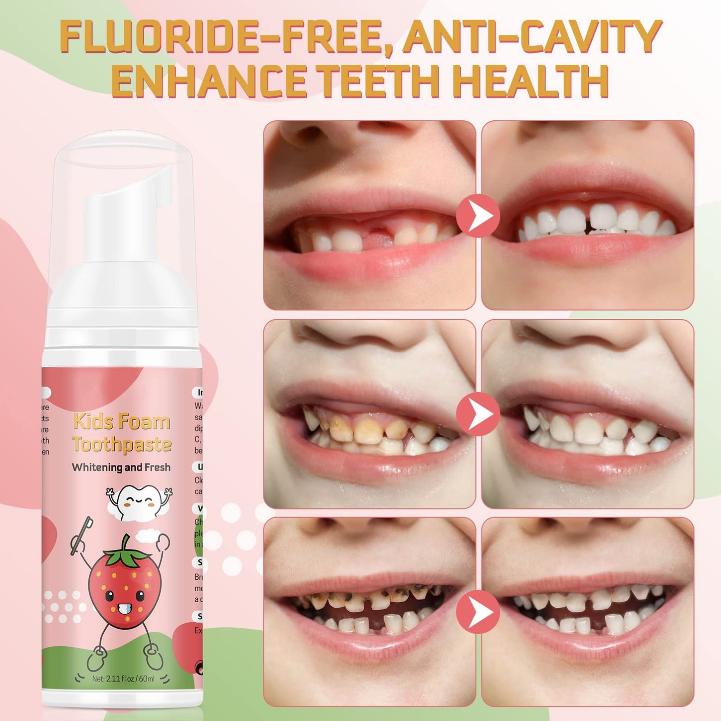 Kids Foam Toothpaste with Low Fluoride for U-Shape Electric Toothbrush (3+)