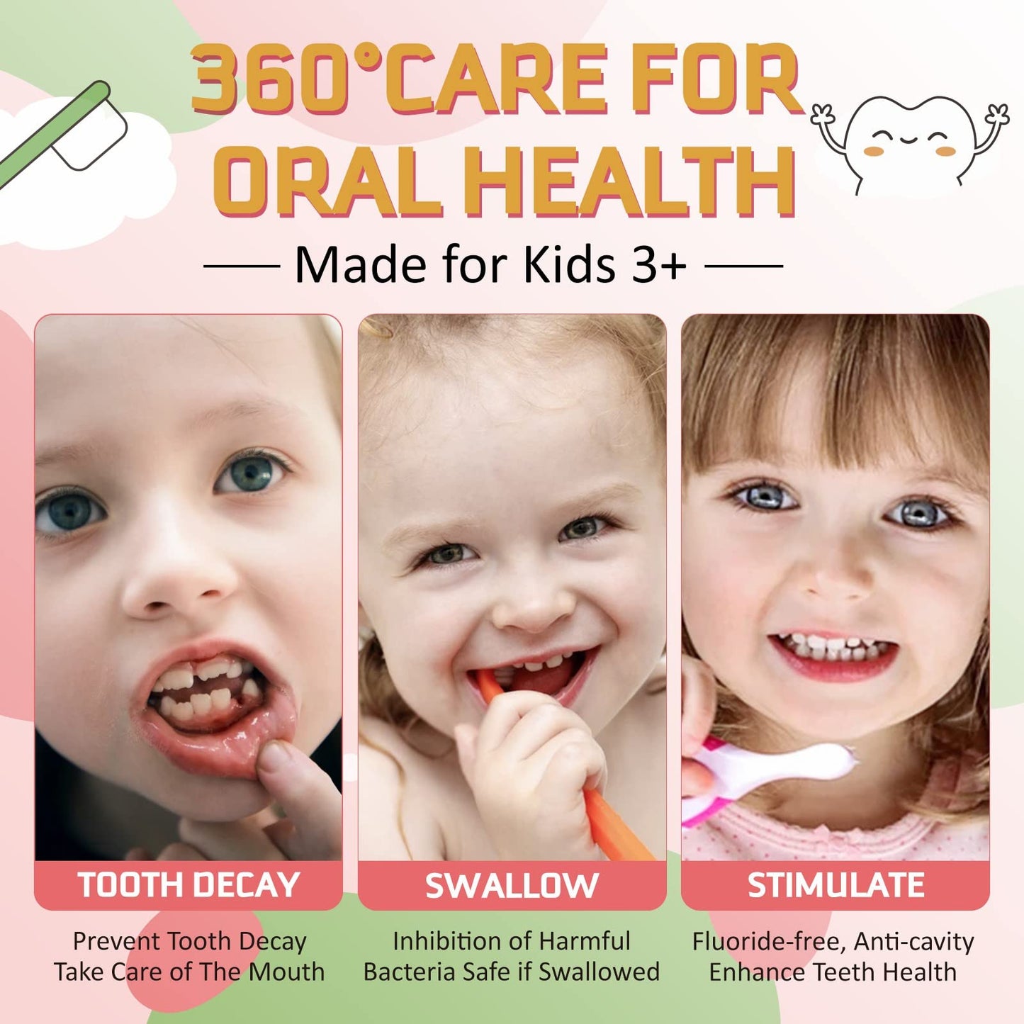 Kids Foam Toothpaste with Low Fluoride for U-Shape Electric Toothbrush (3+)