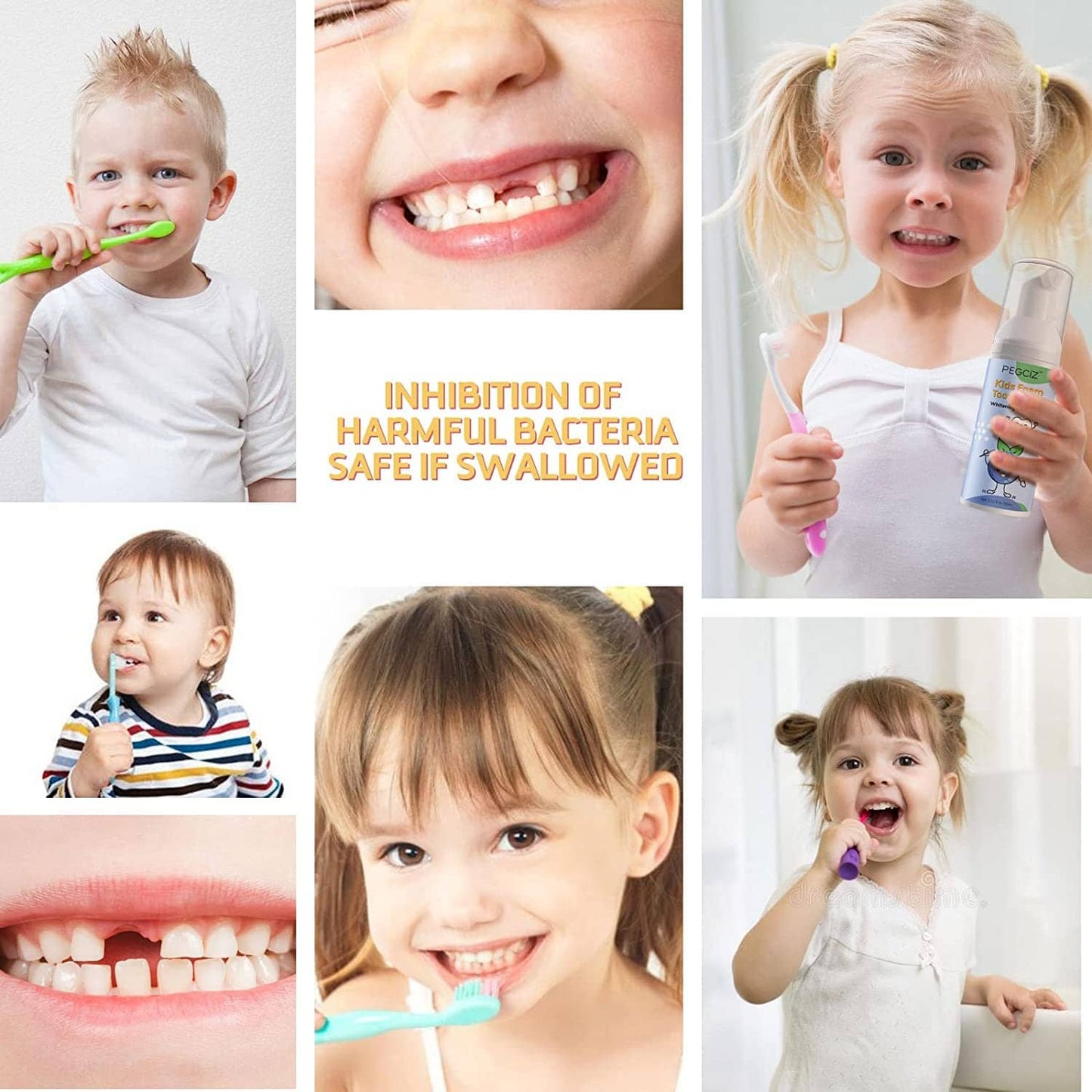 Kids Foam Toothpaste with Low Fluoride – Fruit Flavors (3 Pack)