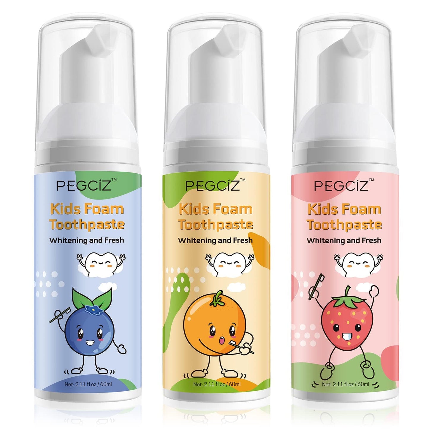 Foam Toothpaste for Kids – Low Fluoride, U‑Shaped Toothbrush, Fruit Flavor