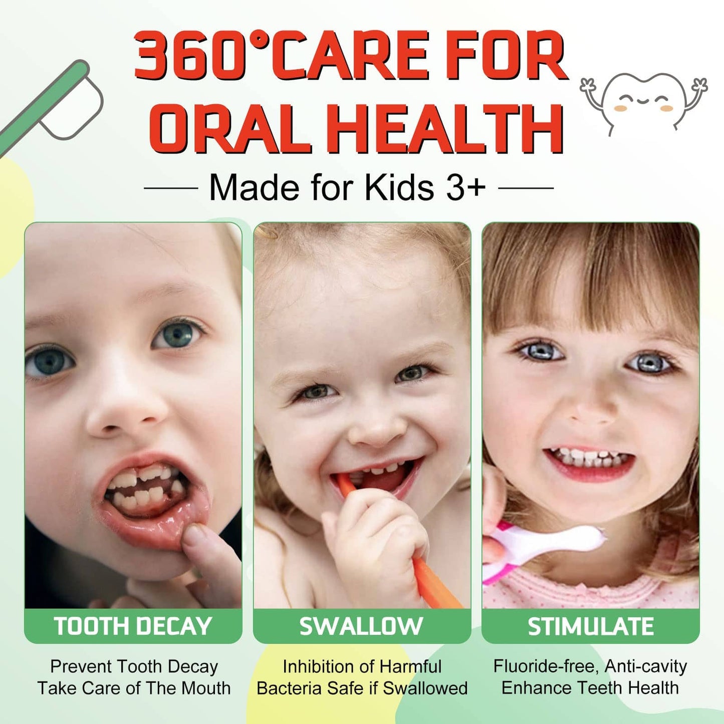 Foam Toothpaste Kids with Fruit Flavor – Low Fluoride, Gluten-Free