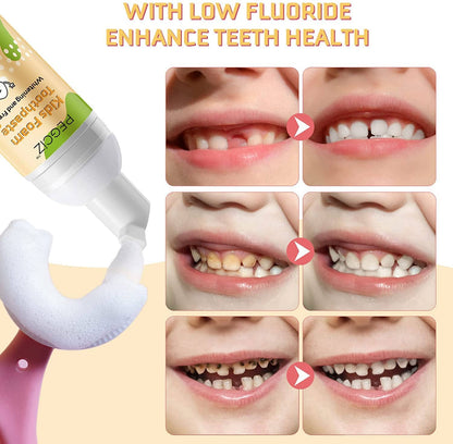 Foam Toothpaste Kids with Fruit Flavor – Low Fluoride, Gluten-Free