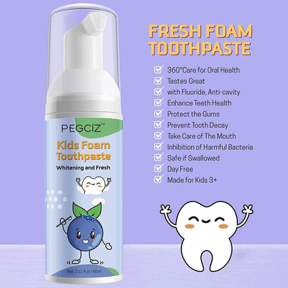 Kids Foam Toothpaste with Low Fluoride – Fruit Flavors (3 Pack)