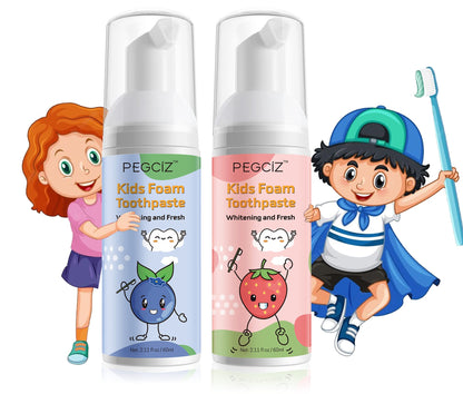 Foam Toothpaste Kids - Low Fluoride, Strawberry-Blueberry Flavor for U-Shaped Toothbrush