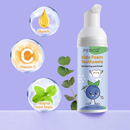Foam Toothpaste Kids - Low Fluoride, Strawberry-Blueberry Flavor for U-Shaped Toothbrush