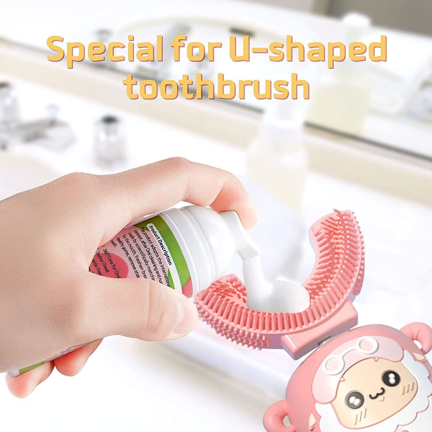 Foam Toothpaste Kids - Low Fluoride, Strawberry-Blueberry Flavor for U-Shaped Toothbrush