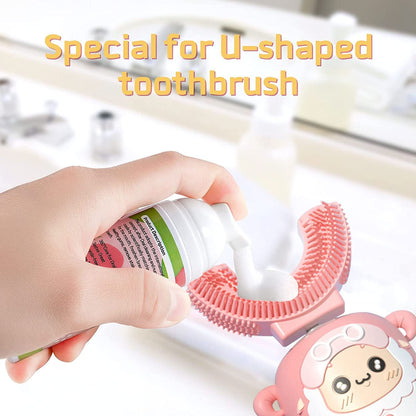 Foam Toothpaste Kids - Low Fluoride, Strawberry-Blueberry Flavor for U-Shaped Toothbrush
