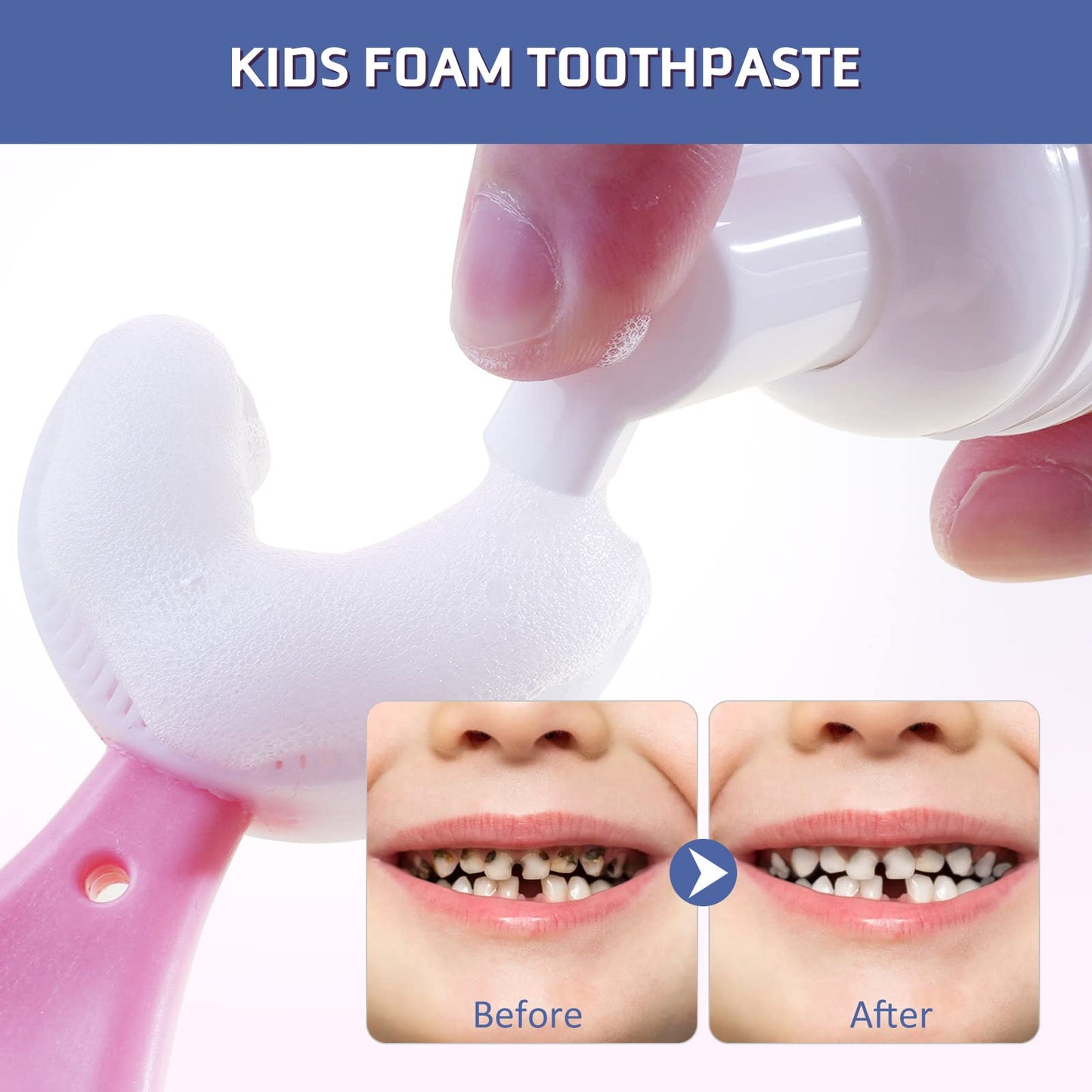 Foam Toothpaste Kids – Fruit Flavor Mouthwash for Toddlers | 360°Care Anti-Cavity with Fluoride