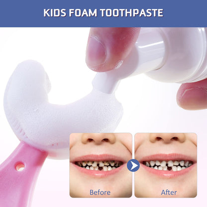Foam Toothpaste Kids – Fruit Flavor Mouthwash for Toddlers | 360°Care Anti-Cavity with Fluoride