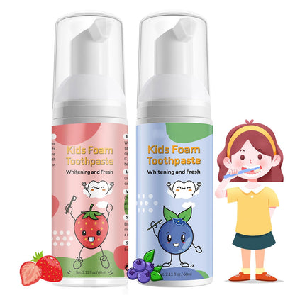 Foam Toothpaste Kids – Fruit Flavor Mouthwash for Toddlers | 360°Care Anti-Cavity with Fluoride