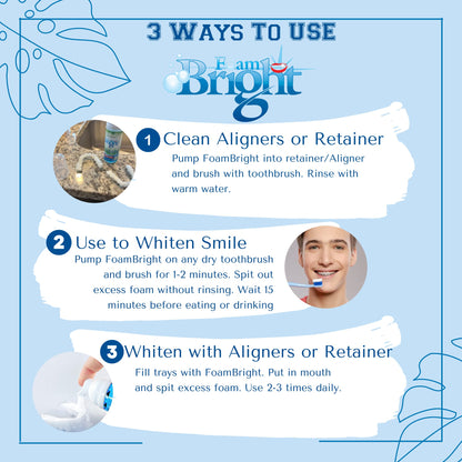 FoamBright Retainer & Aligner Cleaner Foam – Peroxide-Free Oral Care for Invisalign, Braces, and Teeth Whitening