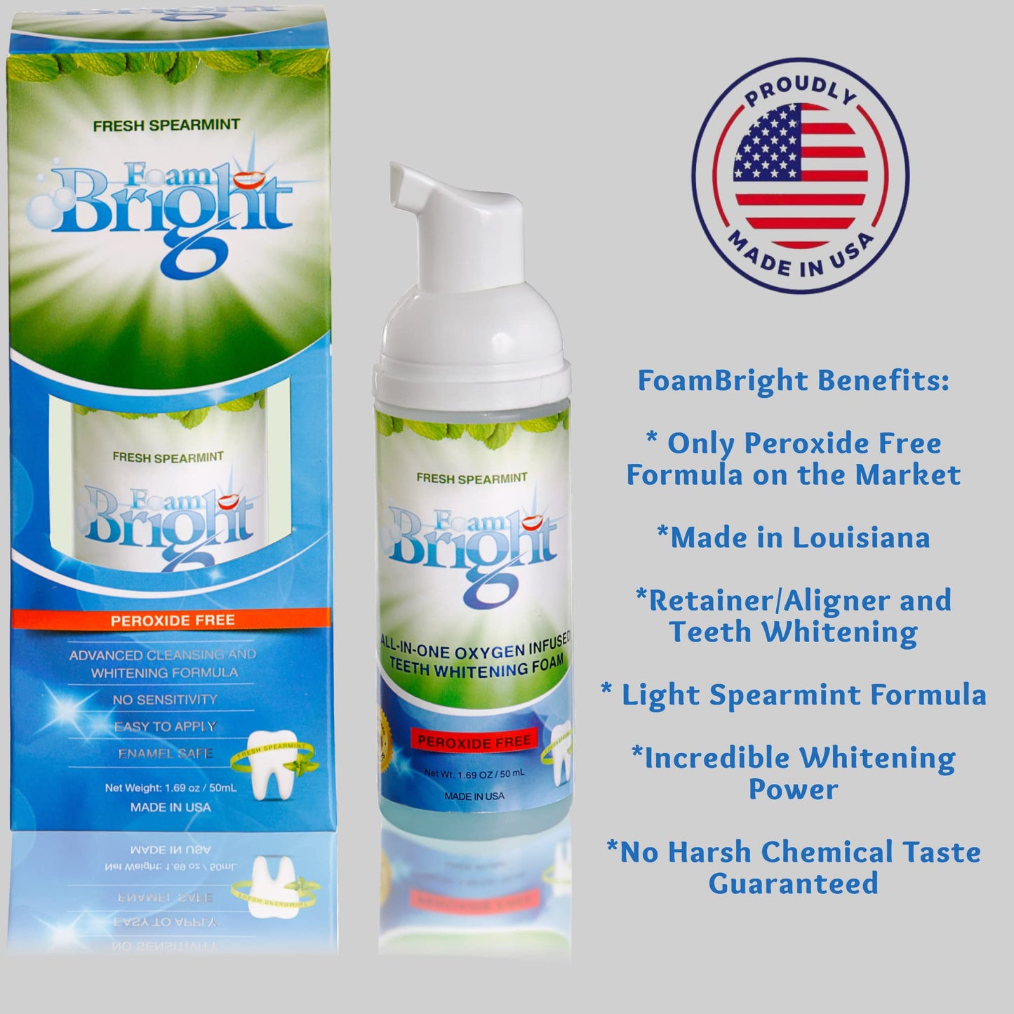 FoamBright Retainer & Aligner Cleaner Foam – Peroxide-Free Oral Care for Invisalign, Braces, and Teeth Whitening