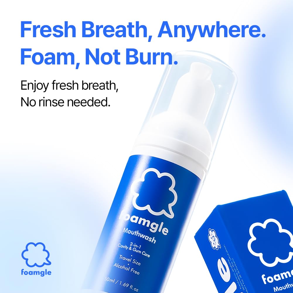 Foamgle 2-in-1 Foam Mouthwash & Toothpaste – Travel Size 50 mL | Water-Free Oral Care