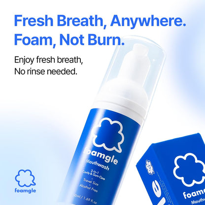 Foamgle 2-in-1 Foam Mouthwash & Toothpaste – Travel Size 50 mL | Water-Free Oral Care
