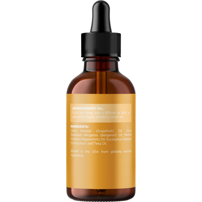 Focus Essential Oil Blend for Diffusers – Energizing Aromatherapy (Grapefruit, Bergamot, Peppermint & Eucalyptus) 2 oz