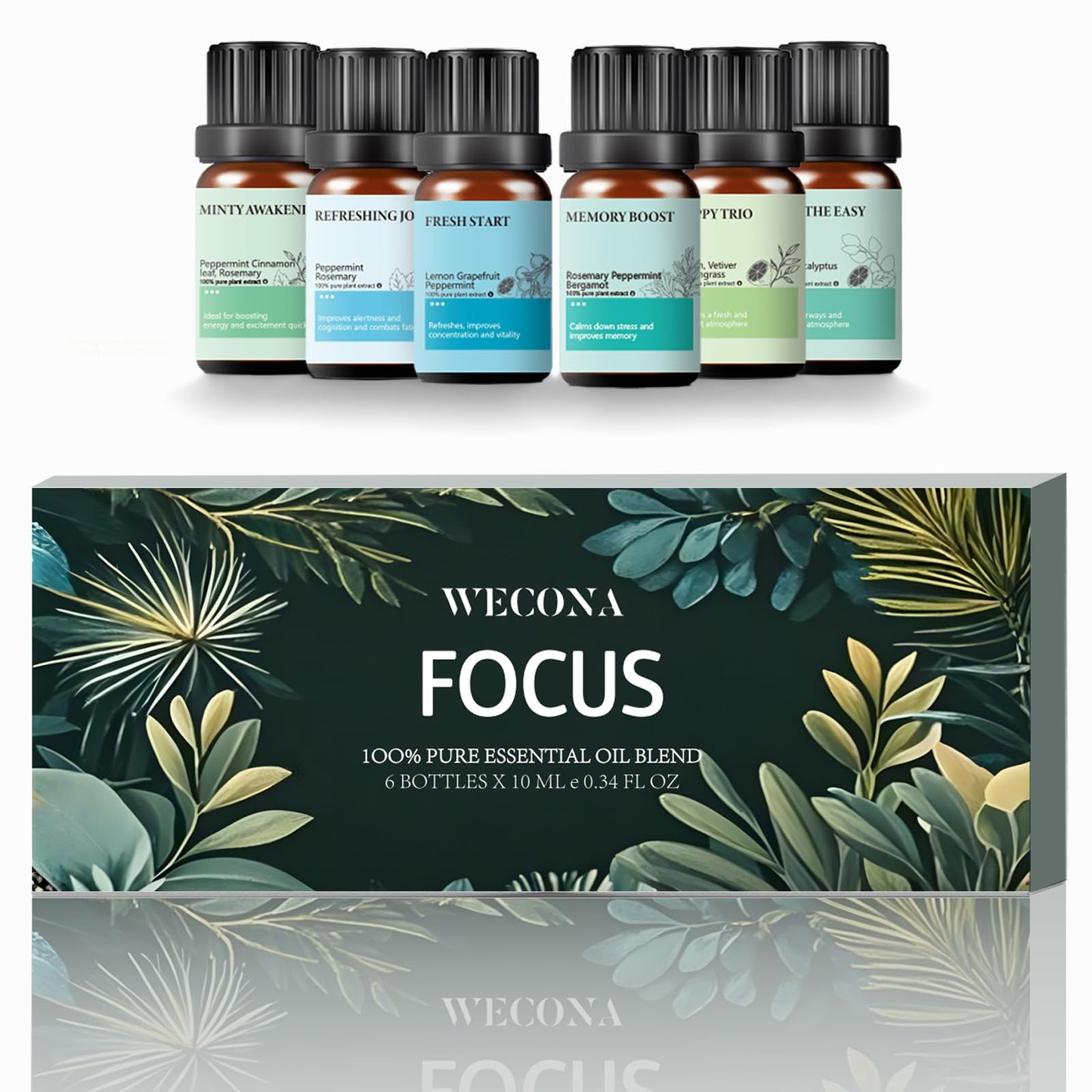Focus Essential Oil Set – 6x10ml Diffuser Aromatherapy Blends