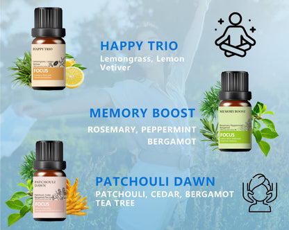 Focus Essential Oil Set – 6x10ml Diffuser Aromatherapy Blends