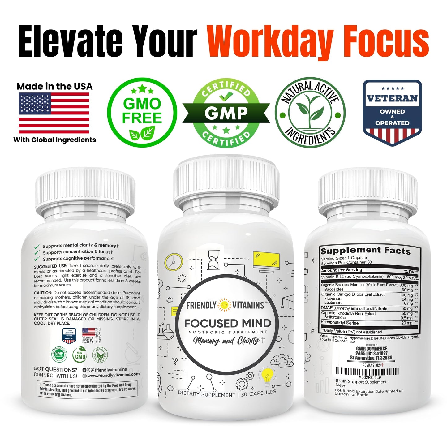Focused Mind - Daily Brain Supplement for Memory and Focus