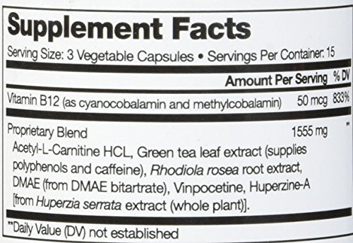 FocusUP Brain & Energy Support Supplement | Natural Nootropic Capsules – Sugar-Free 45 Caps