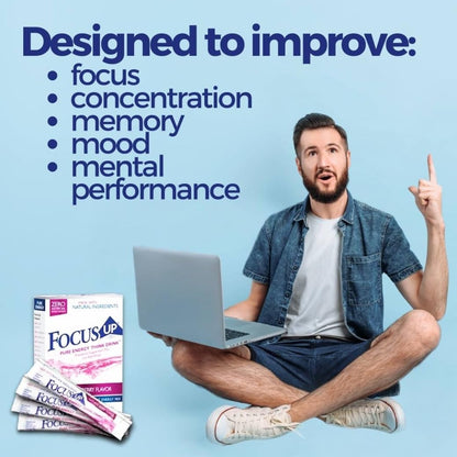 FocusUP Think Drink – Natural Energy & Focus Supplement Powder with Acetyl L-Carnitine, Rhodiola, DMAE & Huperzine-A | Brain Support, Mental Clarity & Smooth Energy | 12 Sugar-Free Stick Packs