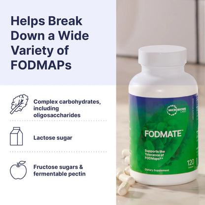 Microbiome Labs FODMATE Digestive Enzymes for Women & Men — Low FODMAP Support (120 Capsules) BritishVita | Premium UK Vitamins & Wellness Supplements