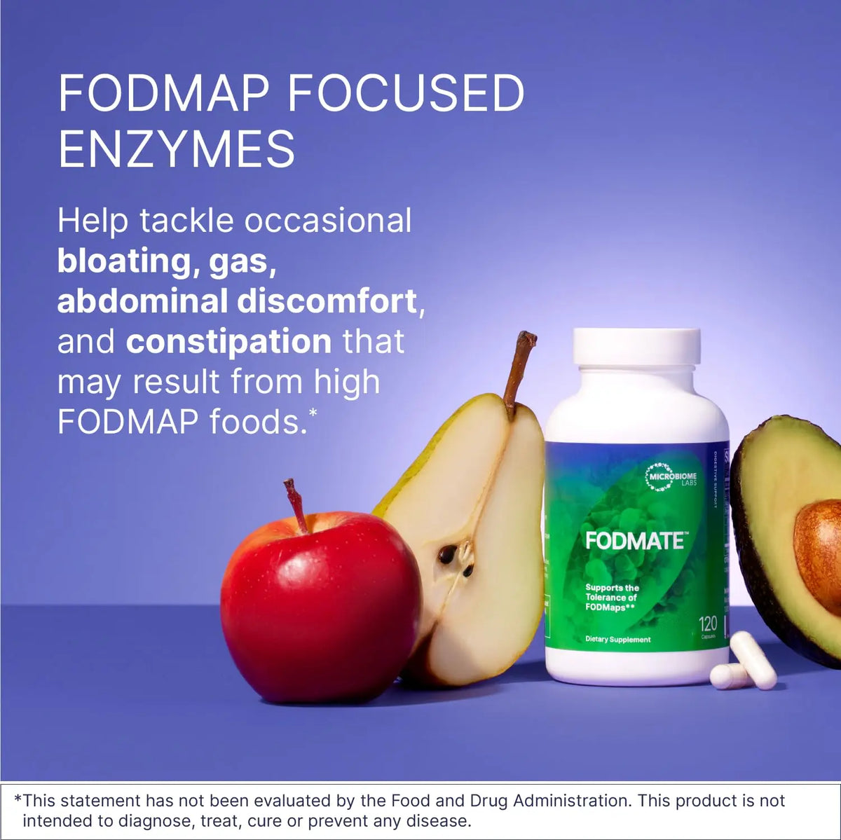 Microbiome Labs FODMATE Digestive Enzymes for Women & Men — Low FODMAP Support (120 Capsules) BritishVita | Premium UK Vitamins & Wellness Supplements