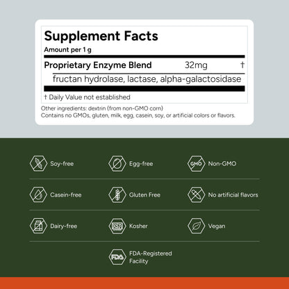 FODZYME On-The-Go Digestive Enzymes for Gut Health | Low FODMAP Support 30 Dose