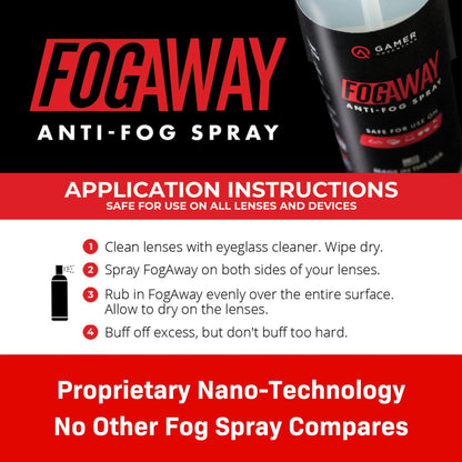 Gamer Advantage FogAway - Anti-Fog Spray for Goggles, Glasses & Electronics (2 oz)