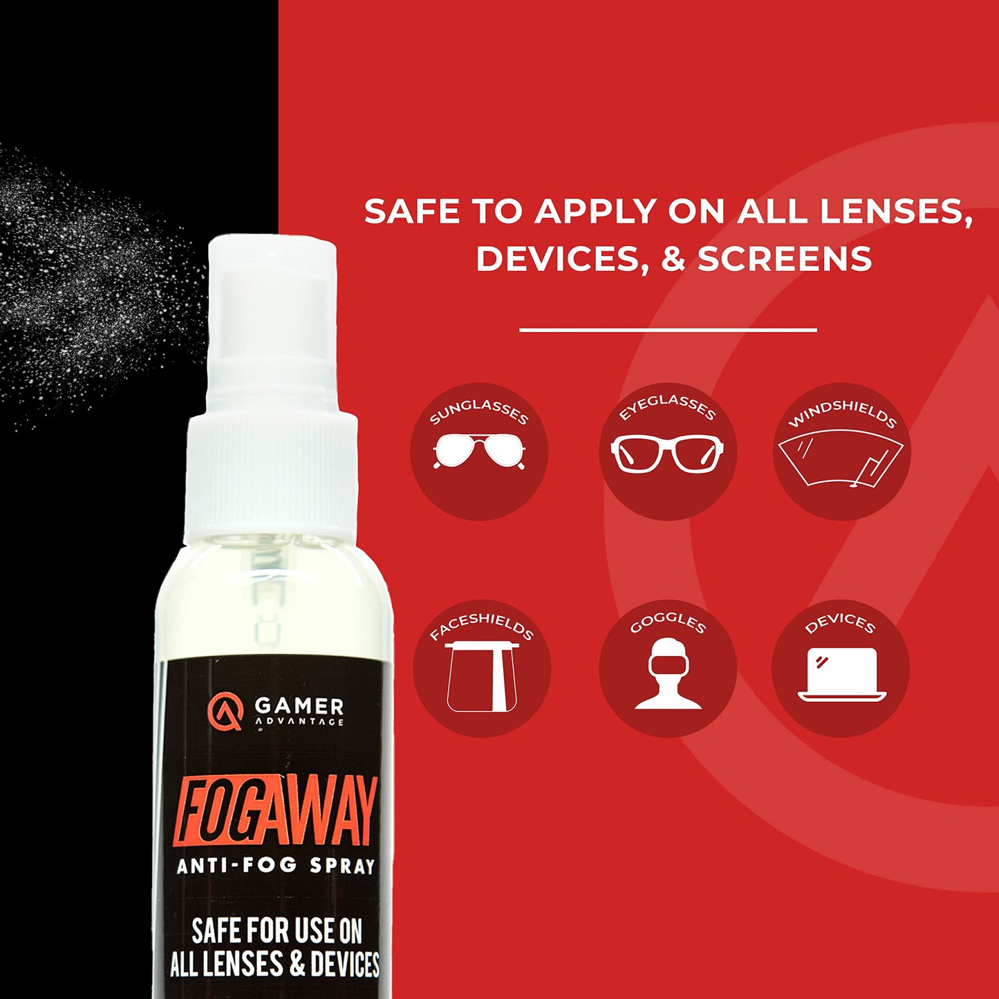 Gamer Advantage FogAway - Anti-Fog Spray for Goggles, Glasses & Electronics (2 oz)
