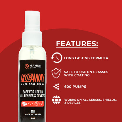 Gamer Advantage FogAway - Anti-Fog Spray for Goggles, Glasses & Electronics (2 oz)