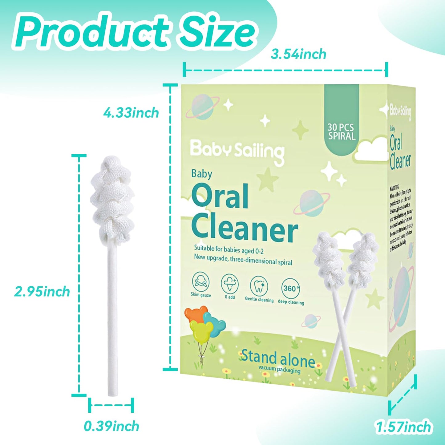 Foily 30-Pack Baby Tongue Cleaner Gauze – Gentle Newborn Oral Care (0-24 Months, Spiral Style)
