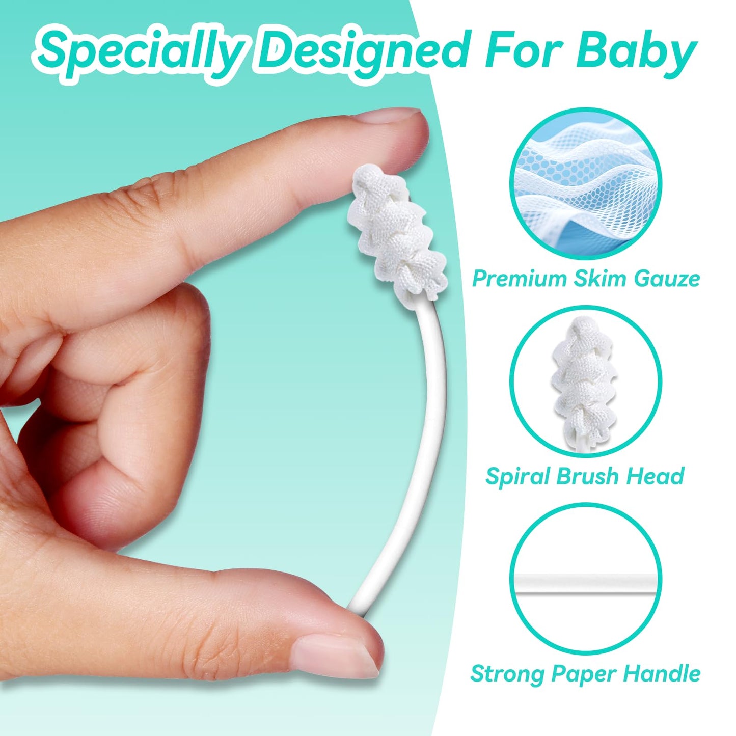 Foily 30-Pack Baby Tongue Cleaner Gauze – Gentle Newborn Oral Care (0-24 Months, Spiral Style)