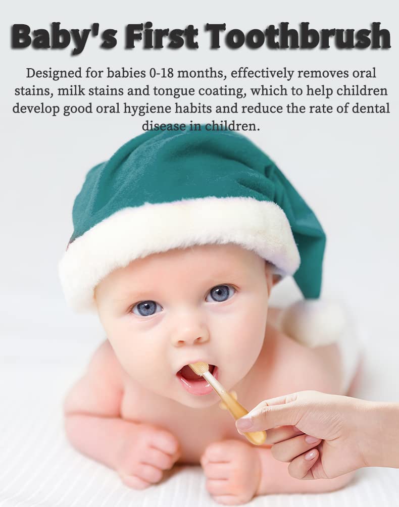 FOKiiBO Baby Silicone Toothbrush Set (0-18M) – Tongue Brush, Finger Toothbrush & Cup