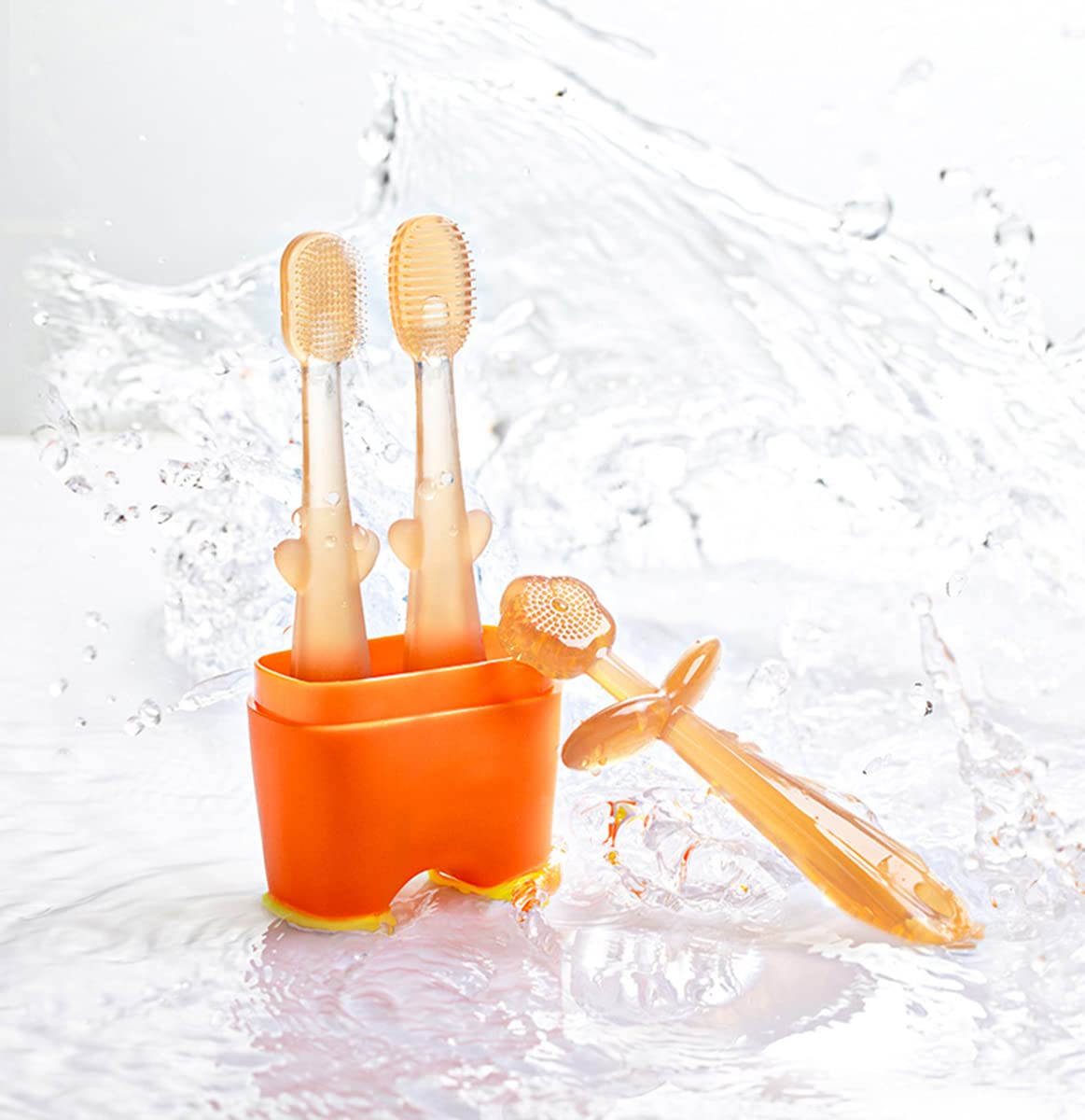 FOKiiBO Baby Silicone Toothbrush Set (0-18M) – Tongue Brush, Finger Toothbrush & Cup