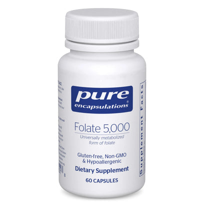 Pure Encapsulations Folate 5,000 - 5-MTHF Activated Vitamin B9 (60 Capsules) BritishVita | Premium UK Vitamins & Wellness Supplements